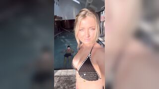 hari beavis -  Cute little girl in a swimming costume filming herself in the pool in front of the camera