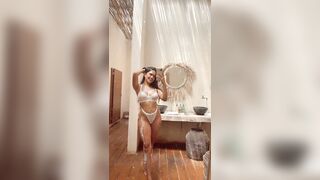 karina guerrero -  Latina in beautiful lingerie poses in front of the camera