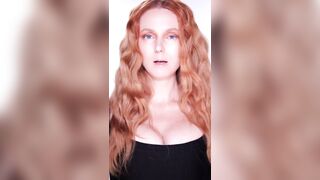 lena katina - Redhead babe with big boobs shows off her makeup on camera