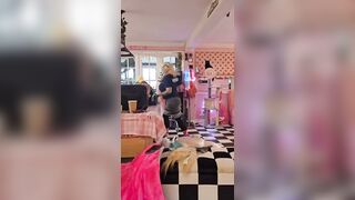 jodie marsh - busty milf dances in front of camera in clothes all over the house