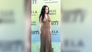 charli xcx - brunette in a sexy dress teased in front of a