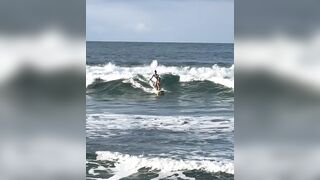 lily chee - Skinny little girl shows how she rides the waves.