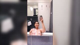 isabell bottger 4 - Slutty brunette shows off her silicone tits in the bathtub